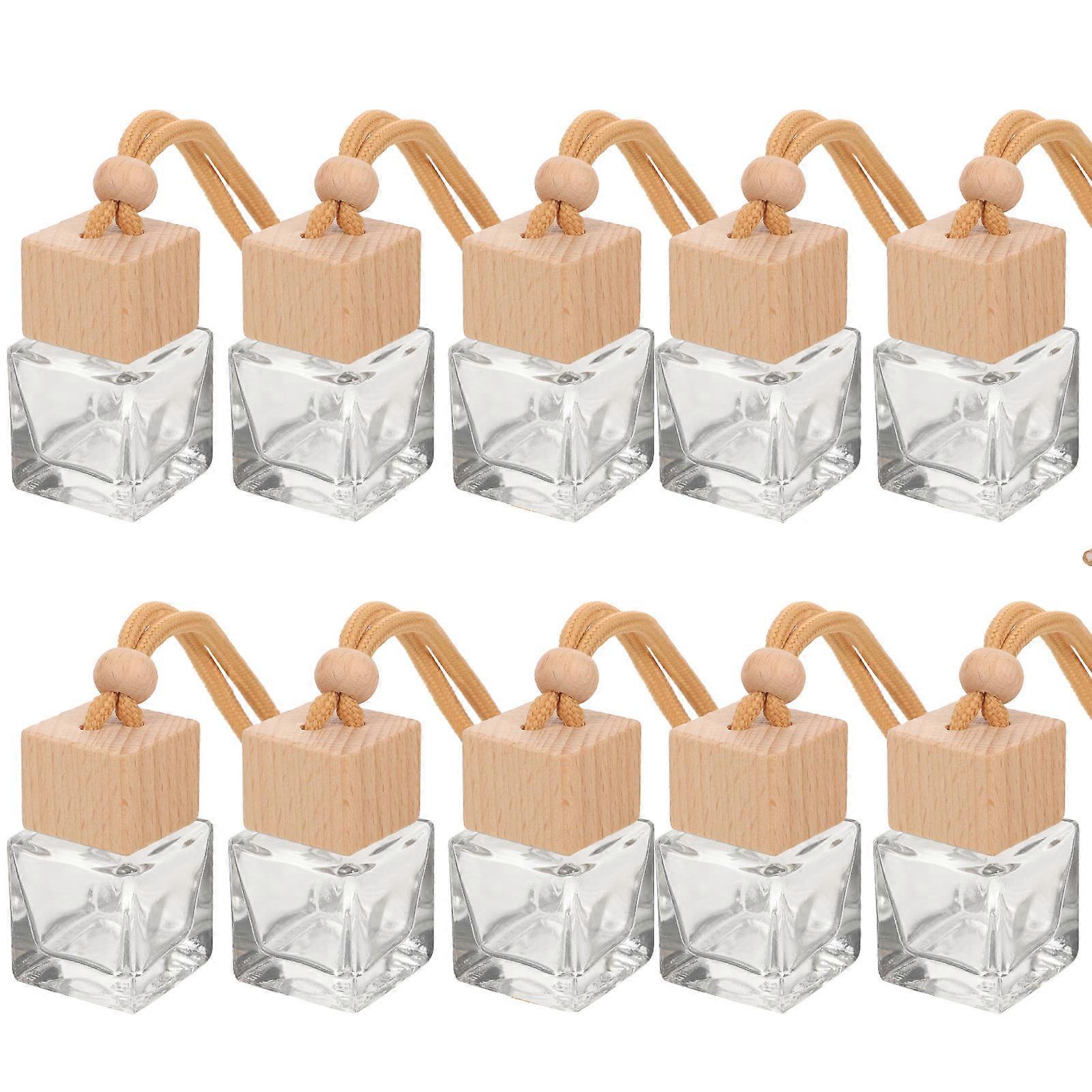 10Pcs Aromatherapy Oil Container Diffuser Bottles Square Khaki Essential Oil For Car Decoration