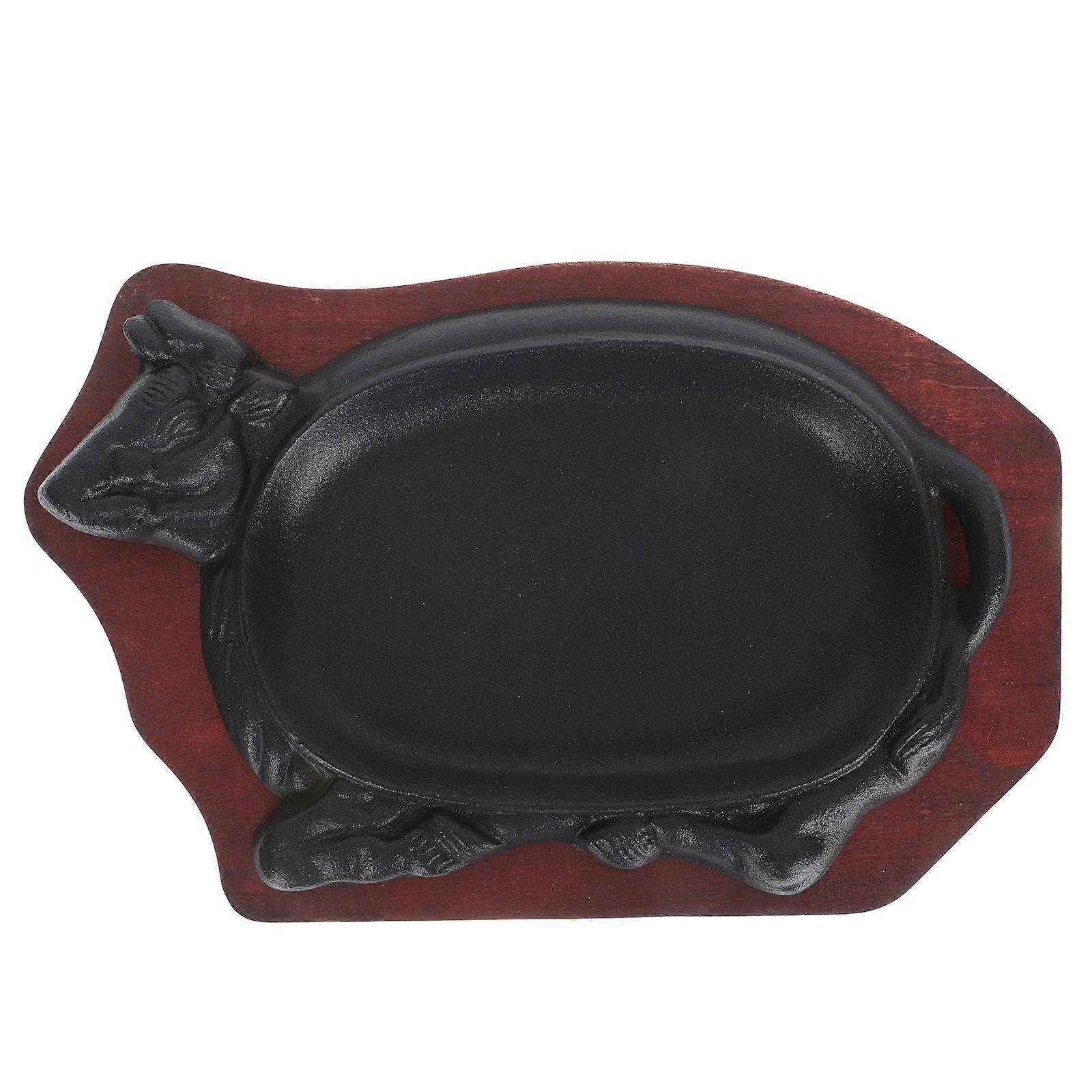 Steak Plate Ox Shaped for Barbecue Cooking 4Sets Cast Iron Material