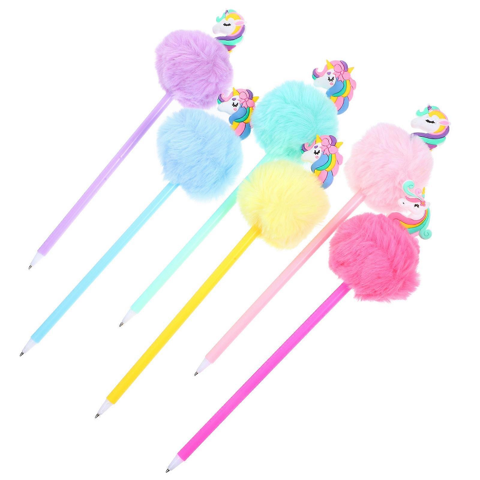Pen Fluffy Ballpoint Pen for Writing 6Pcs Multicolored Creative Gift