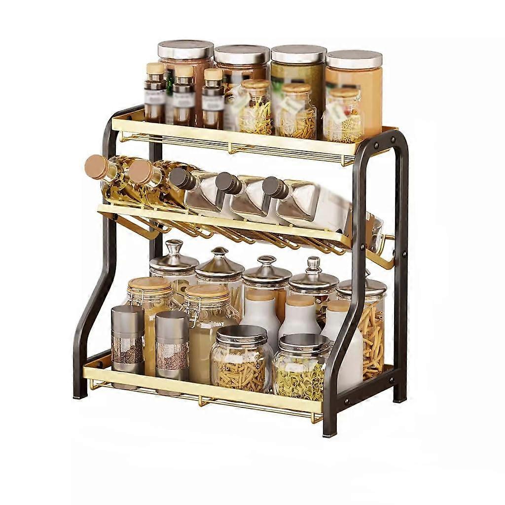 Kitchen Storage Rack with Inclined Layer Design, MultiTier Countertop Spice Organizer Shelf