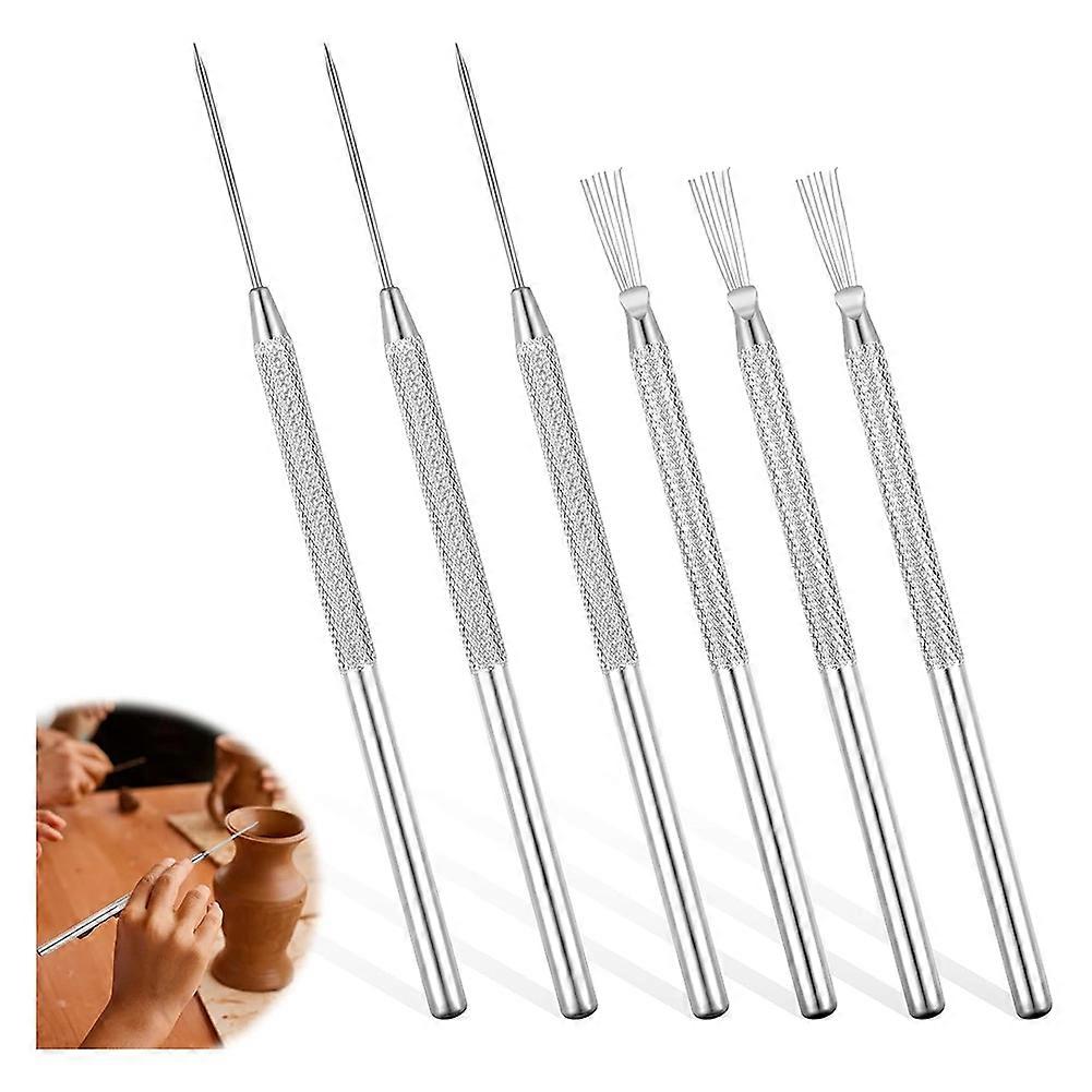 6 Pcs Clay Needle Tools 5.3 Inch Pottery Tools Carving Modeling Kit