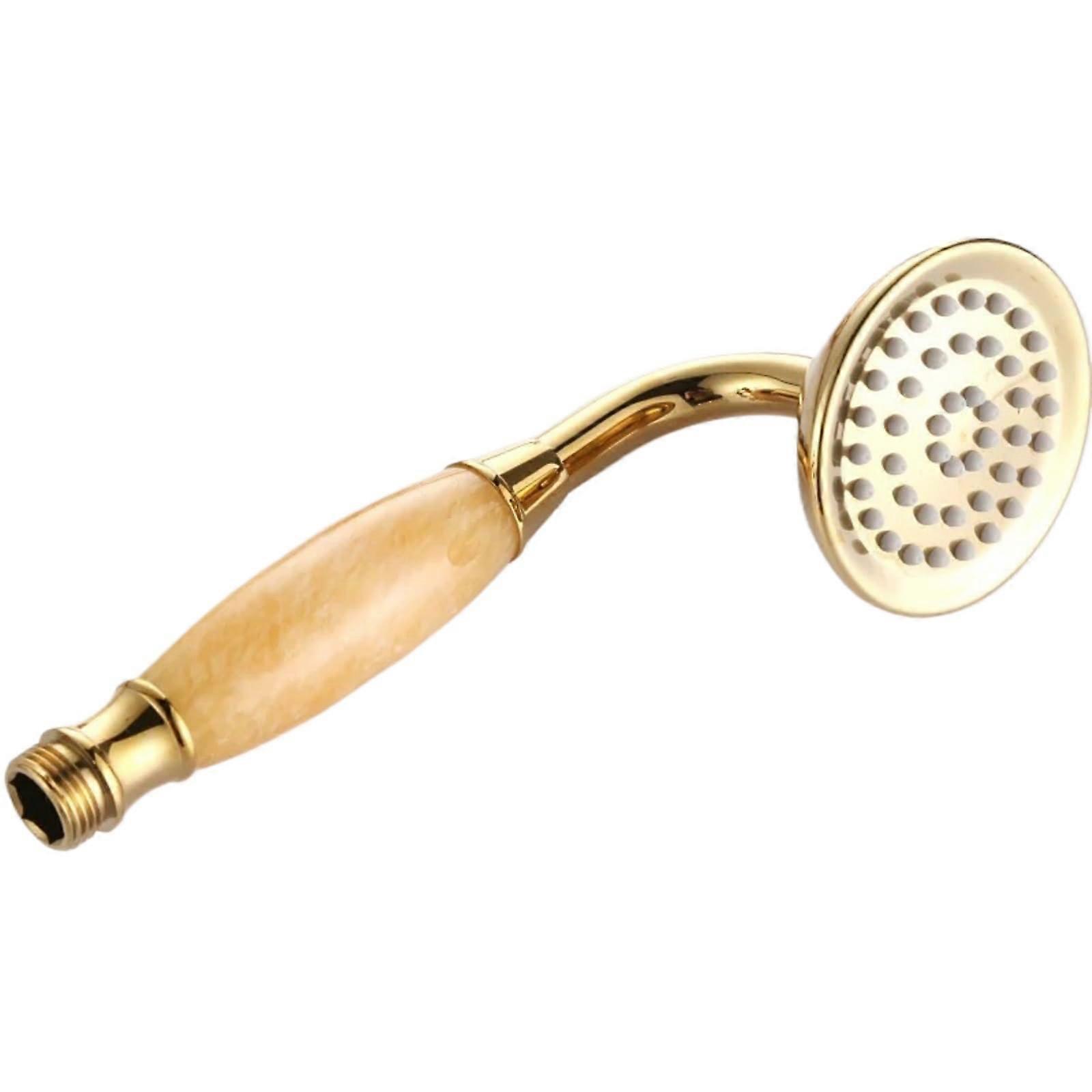 Titanium Gold Handheld Shower Head Bell Shape with Jade Handle Wide Water Coverage G1/2