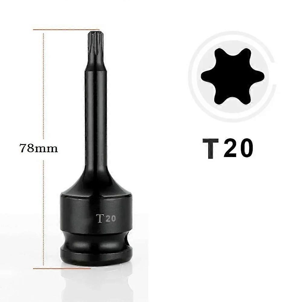 Adaptateur de douille pour perceuse ��lectrique �� tige m��trique de 1/2 pouces, longueur de 78mm, douille Torx en acier cr-mo T20-T100, cl�� �� 