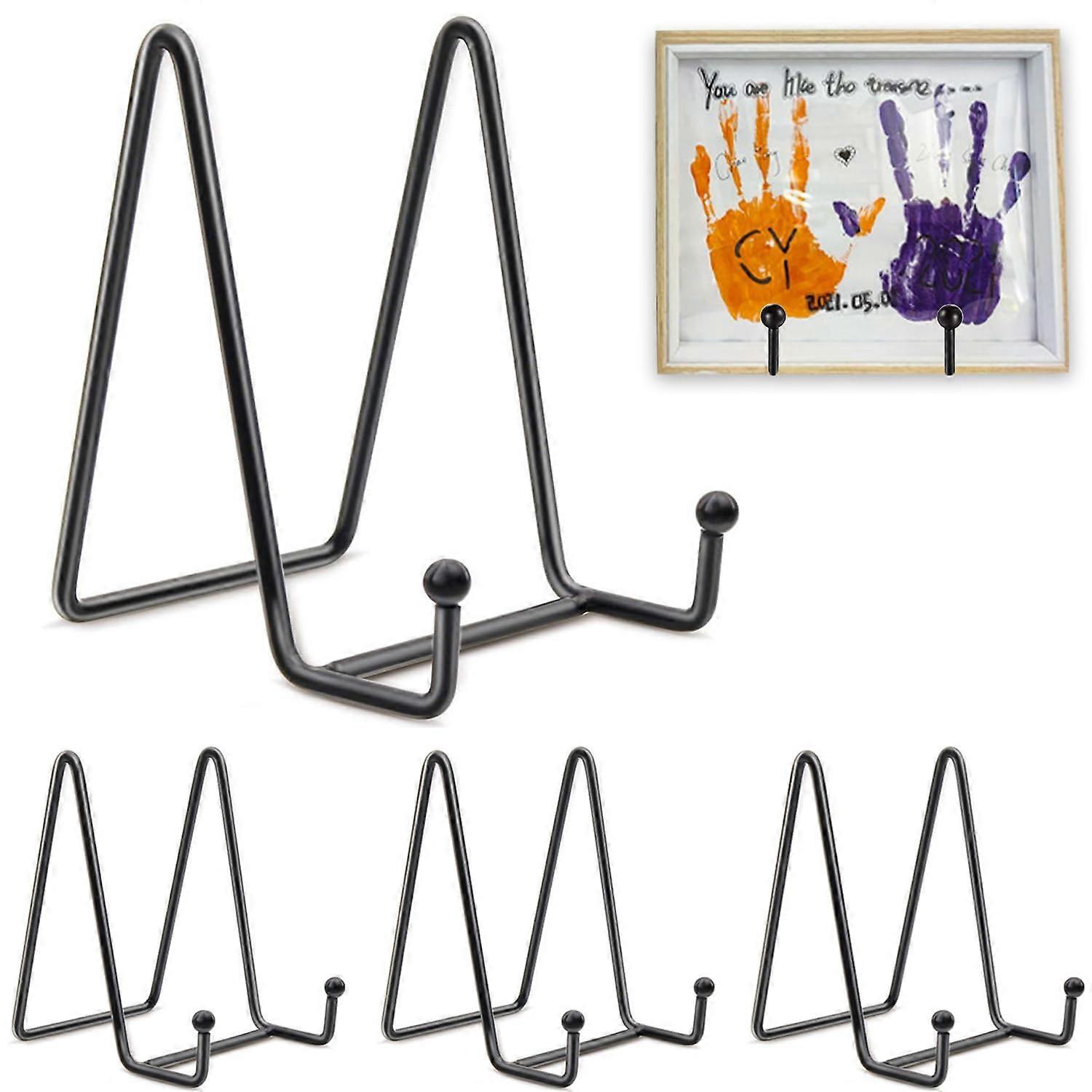 3 Pack 6 Inch Black Metal Display Stands Plate Holders for Photos Books Frames and Art