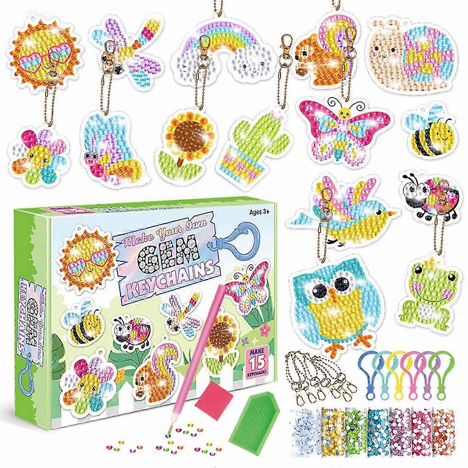 DIY Craft Kits for Kids - Colorful 5D Diamond Keychains