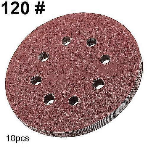 10 Pcs 125mm 5inch 8 Holes Hook Loop Sanding Discs Grit Orbital Sander Pad Mat