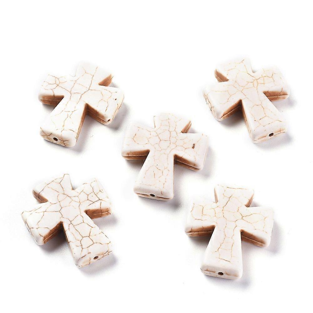 Turquoise Beads Dyed Beige 35x30x7mm Hole: 1mm