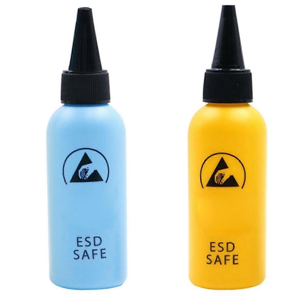 2pcs 60ML ESD dispenser Plastic solvent bottle Blue+Yellow