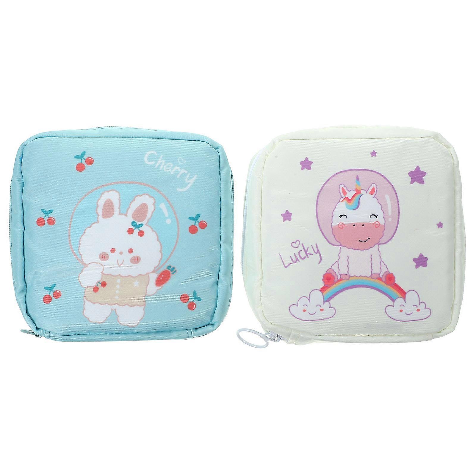 Sanitary Napkin Storage Pouch for Storage 2Pcs with Zipper Assorted Color