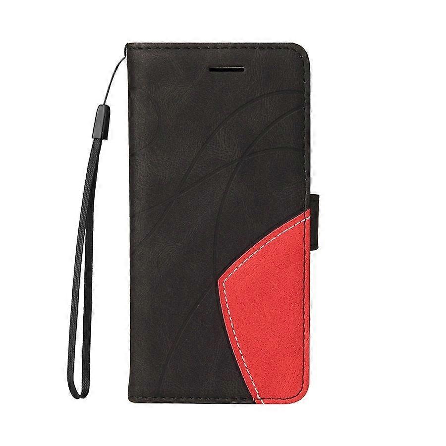 Case For Iphone 13 Mini Black Leather Two-tone Stitching No6740