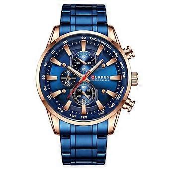 CURREN 8351 Reloj de hombre con correa de acero inoxidable Calendario a prueba de agua Reloj de pulsera de cuarzo de negocios