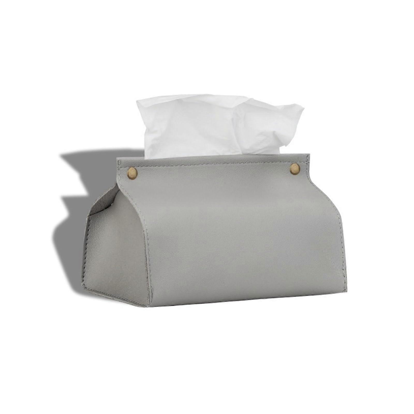 Tissue Box Cover PU Leather Waterproof Foldable Tissue Holder for Home Office Kitchen Bathroom