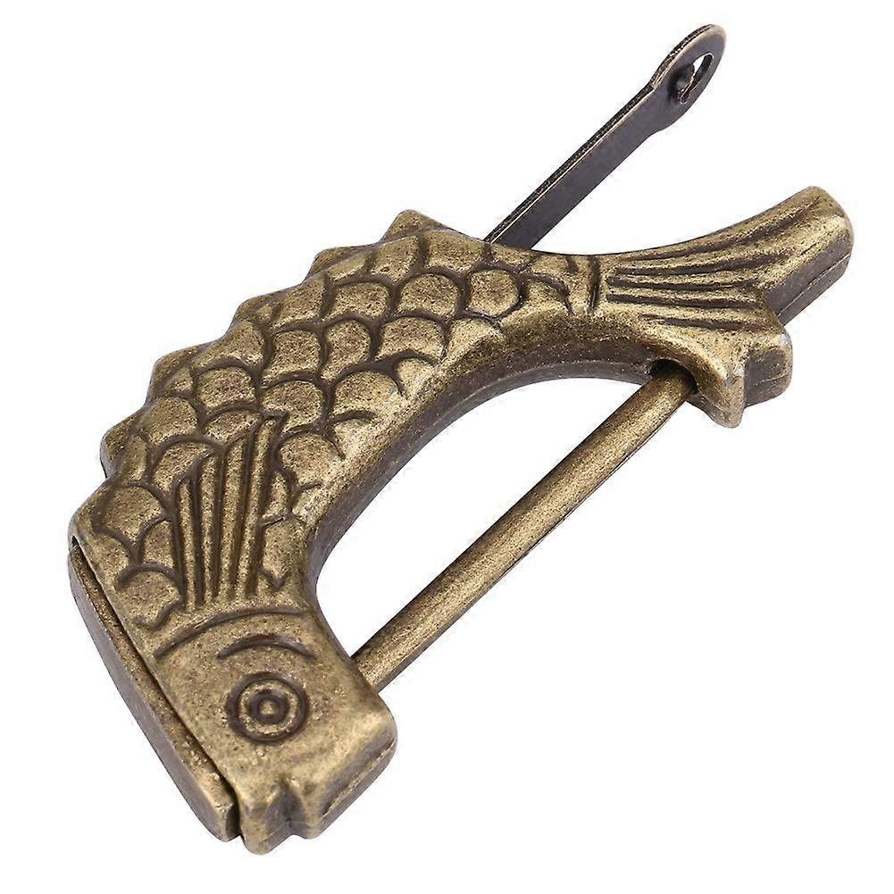 Antique Chinese Padlock Vintage Bronze Fish Shape Secure MultiPurpose Decorative Lock
