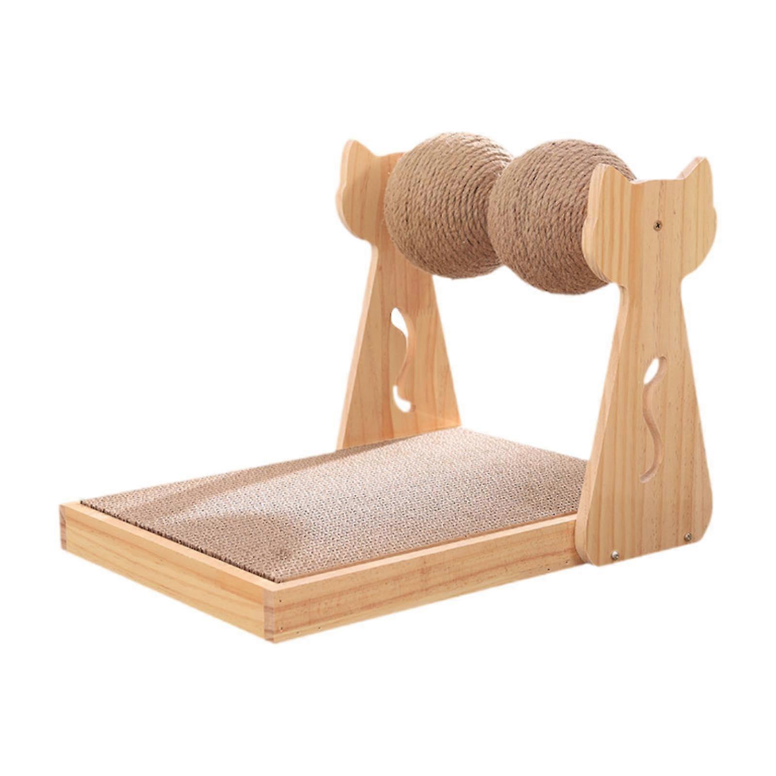 Cat Scratching Board and Lounge with Interactive Play Ball, Space Saving 2 in 1 Indoor Cat Mat