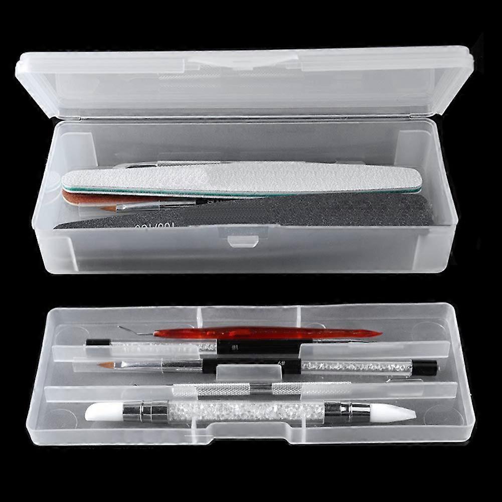 Transparent Double Layer Nail Art Storage Box with Clear Detachable Buckle Dustproof Design