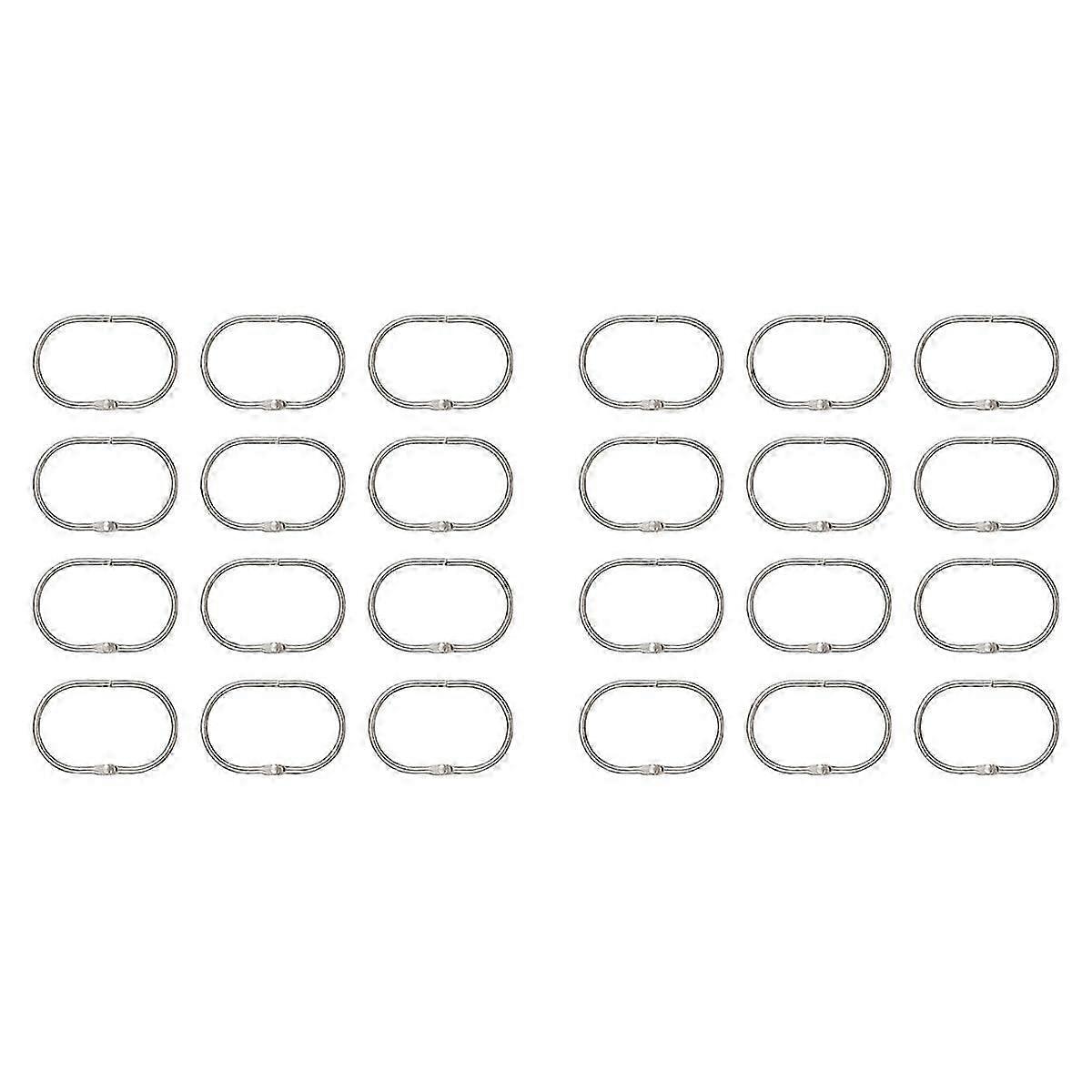 12 Pcs Open Shower Curtain Hook Rings Oval Hanging silver