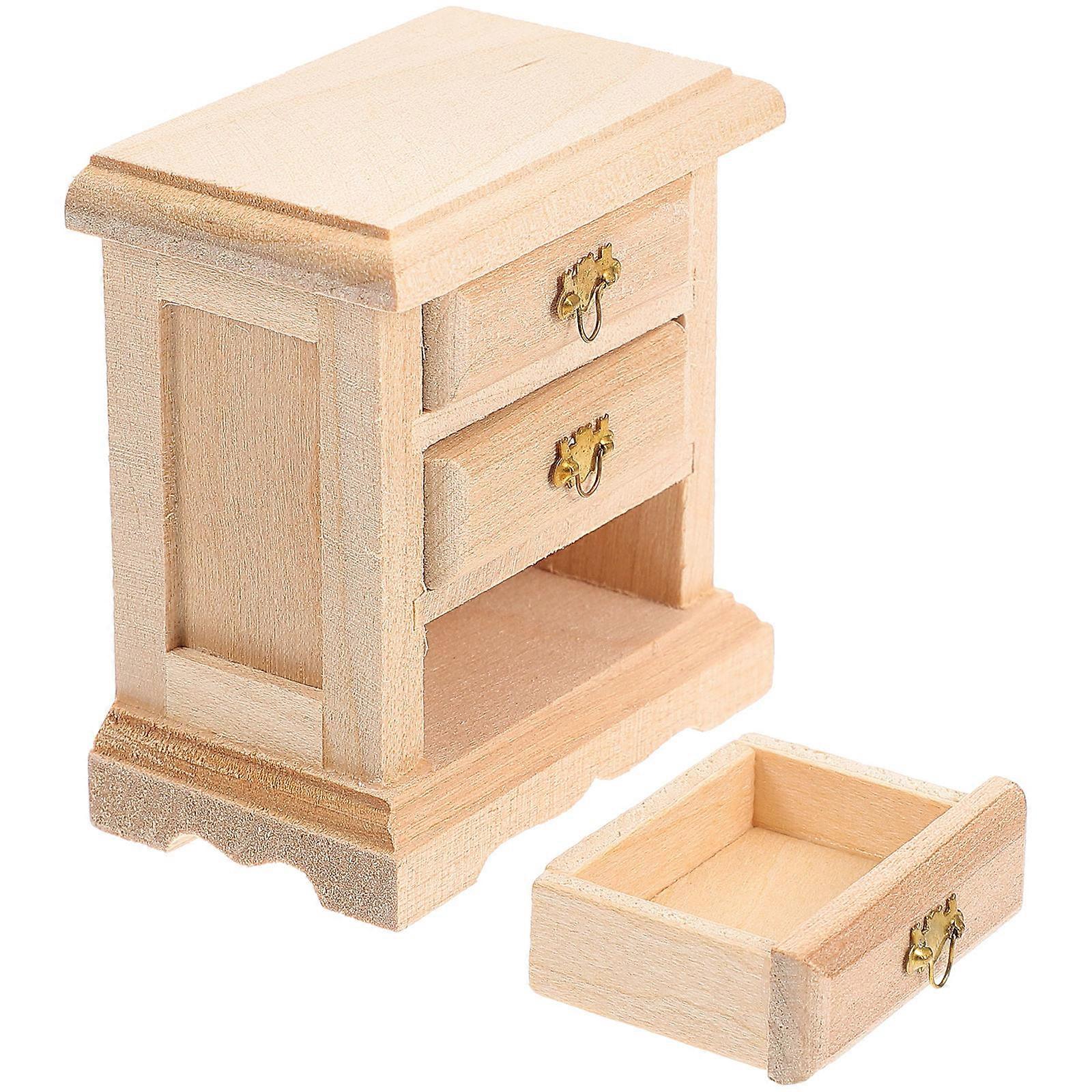 Mini House Bedside Table for Decoration 1Pcs Wooden Night Table Model