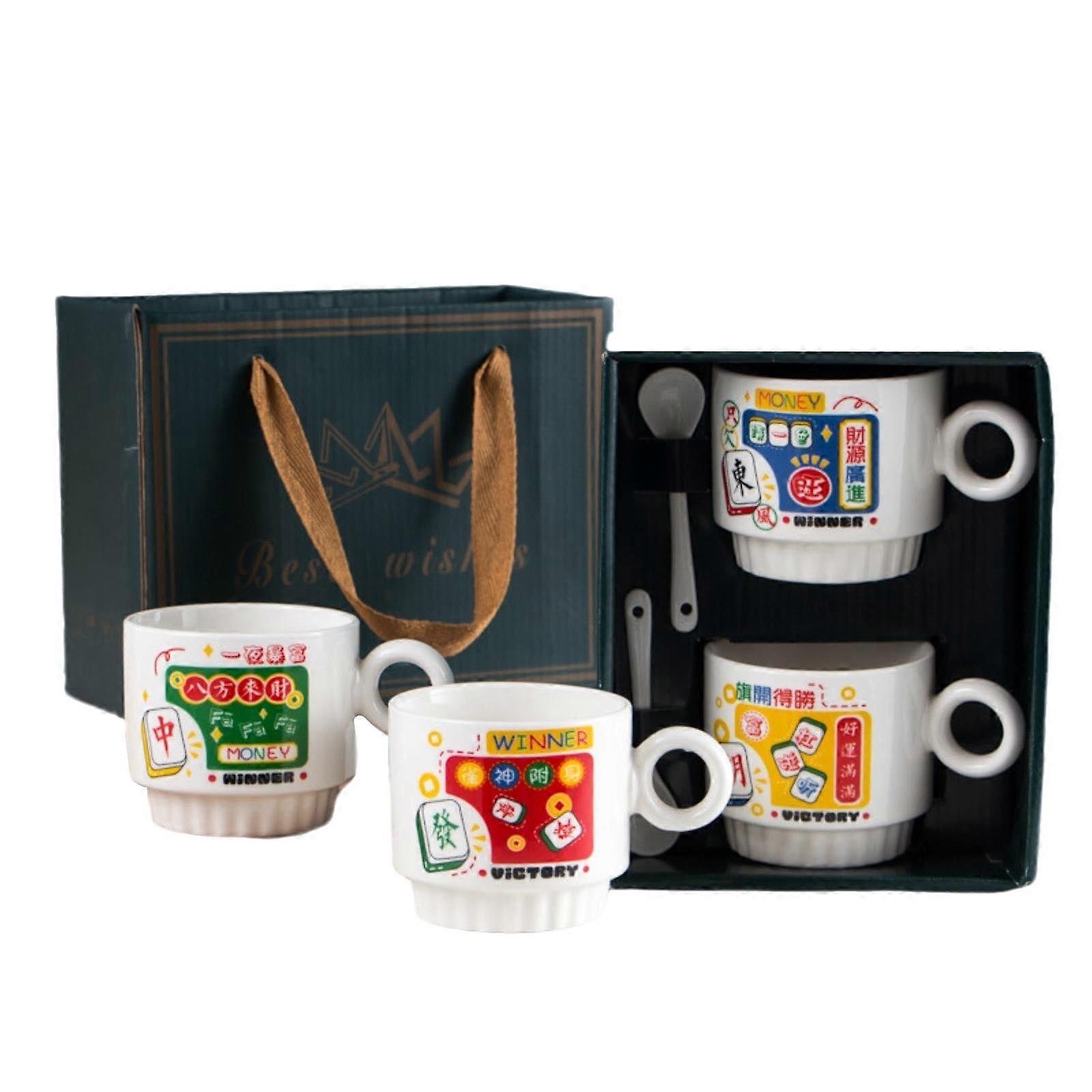 300ml Ceramic Coffee Mug Set for Couples, Microwave and Dishwasher Safe, Gift Ready