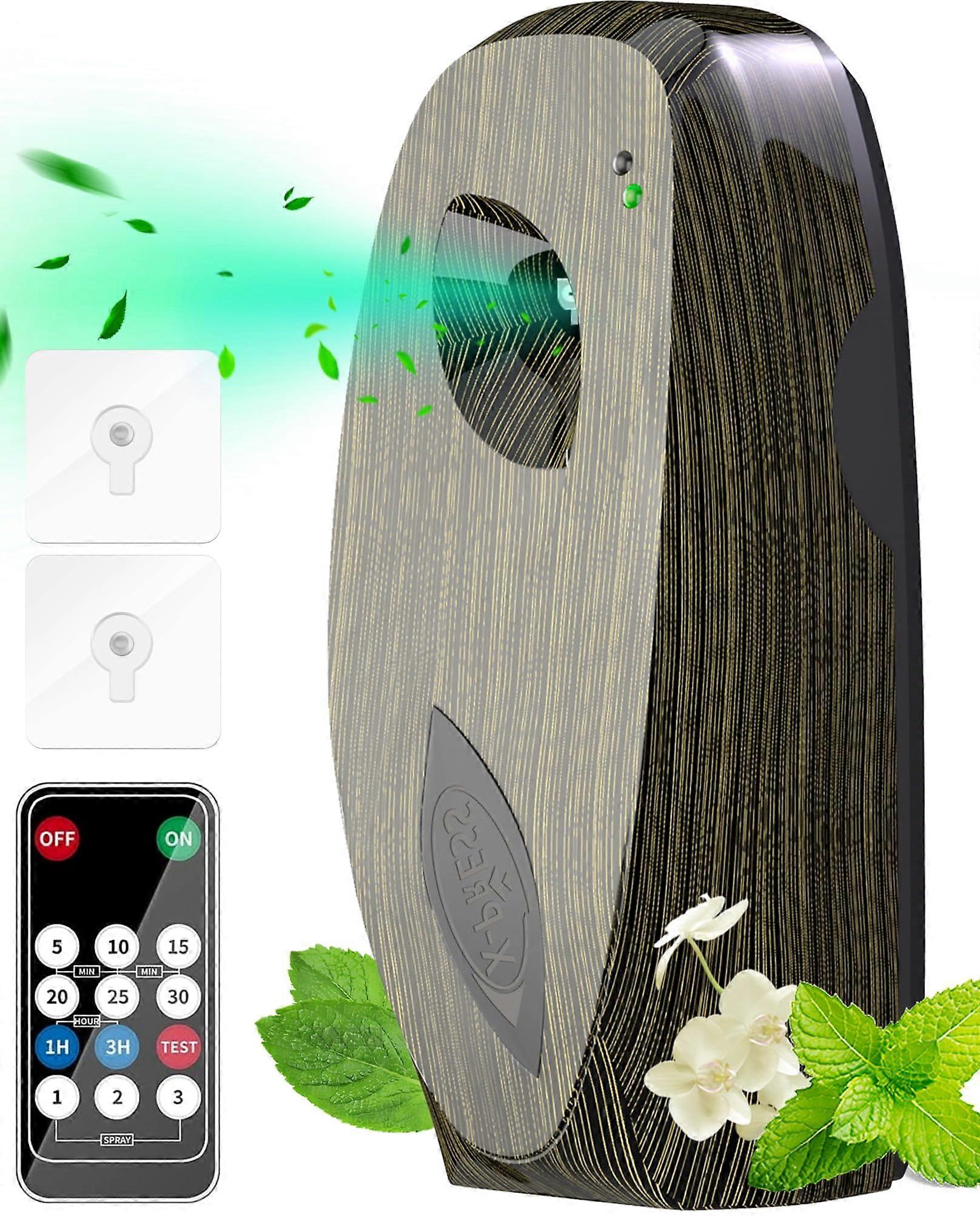 Automatic Air Freshener Dispenser with Remote Control, Wall Mount, Multiple Spray Settings, Brown
