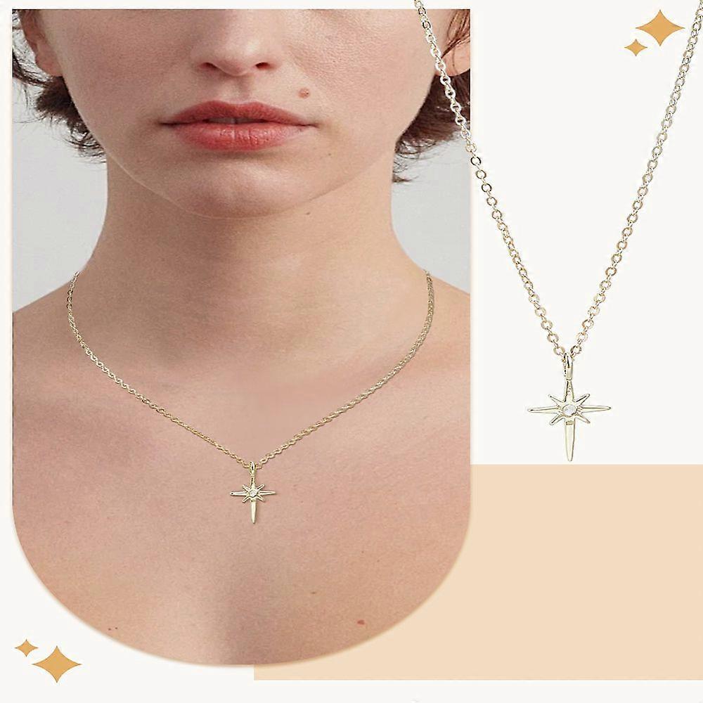 Colar com pingente de estrela em latão e ferro com strass dourado, 41 cm (16,14 polegadas)