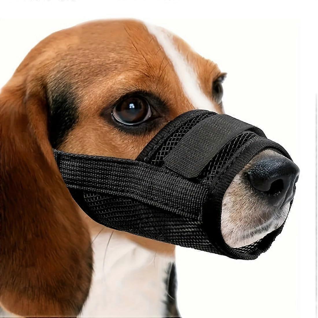 Small Dog Muzzle Adjustable Breathable Mesh with Soft Padding AntiBite AntiBark Black Size L