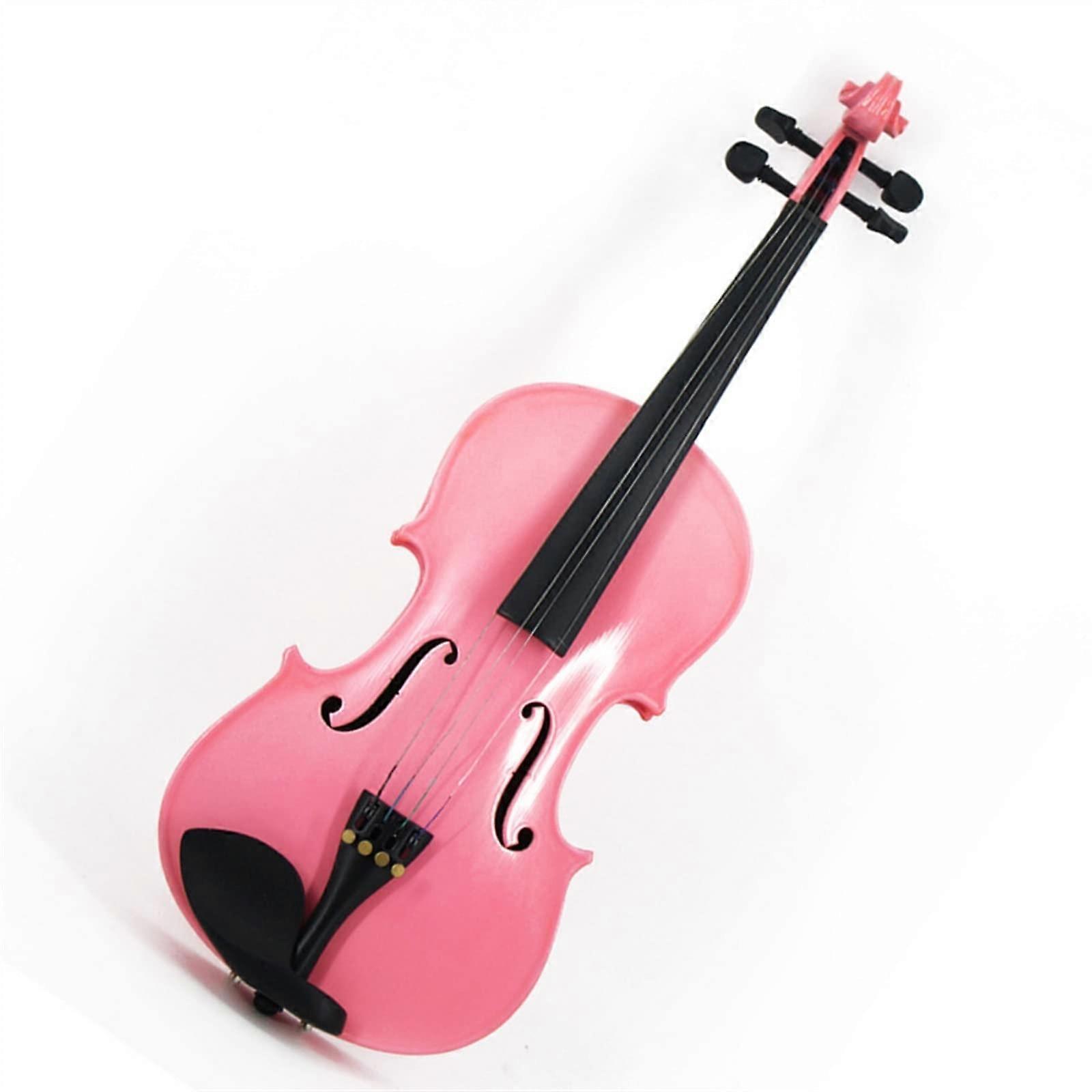 4/4 Pink Beginner Violin Set Solid Wood Full Size Student Fiddle with Accessories