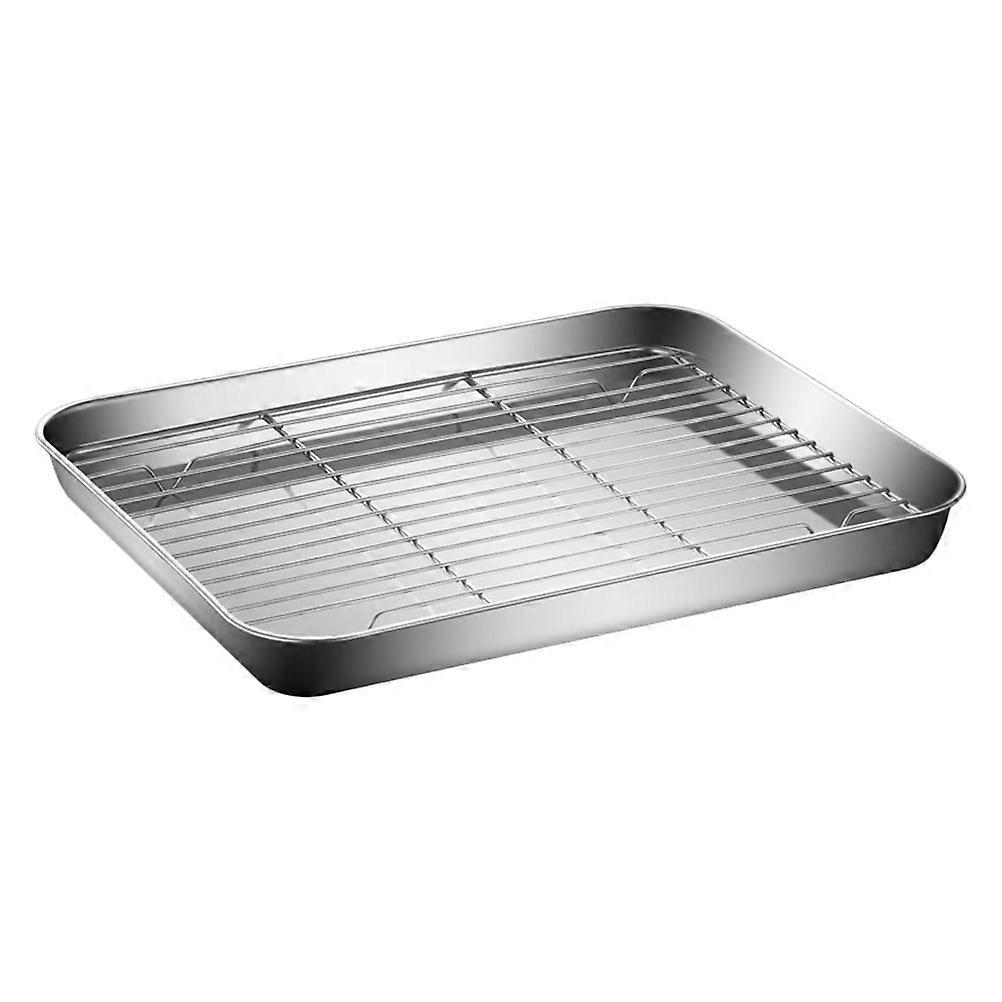 Baking Sheet with Wire Rack Set for Kitchen Oven Silver 23.00X17.00X2.80CM Non-Deformable 1Pcs