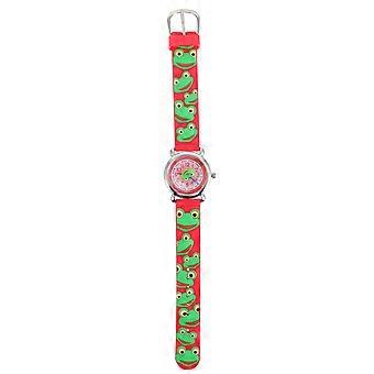Relógio infantil de pulso com desenho animado, para uso diário, 1 unidade, silicone vermelho.
