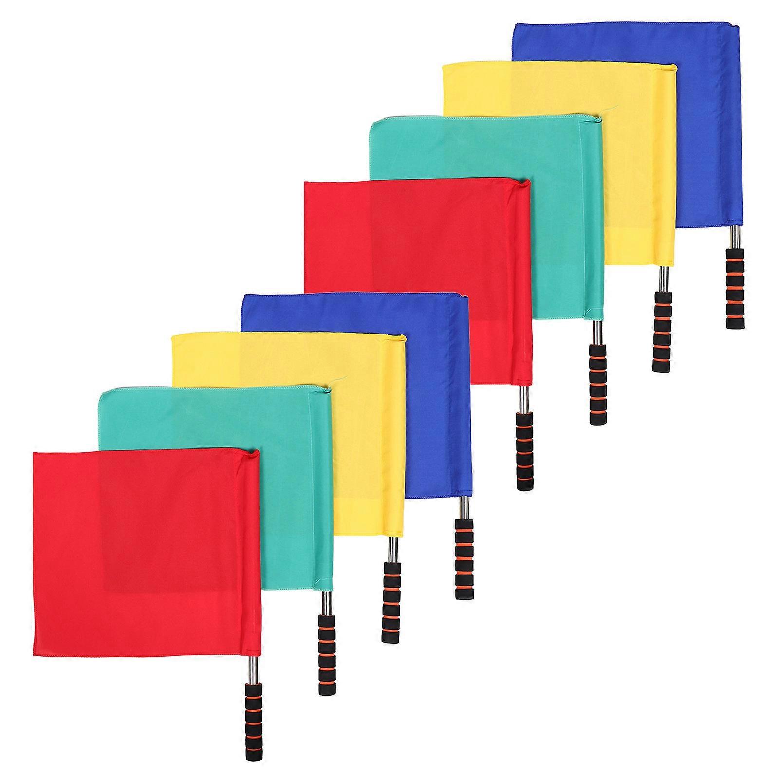 Volleyball Soccer Referee Flags with Stainless Steel Handle 8Pcs Kit