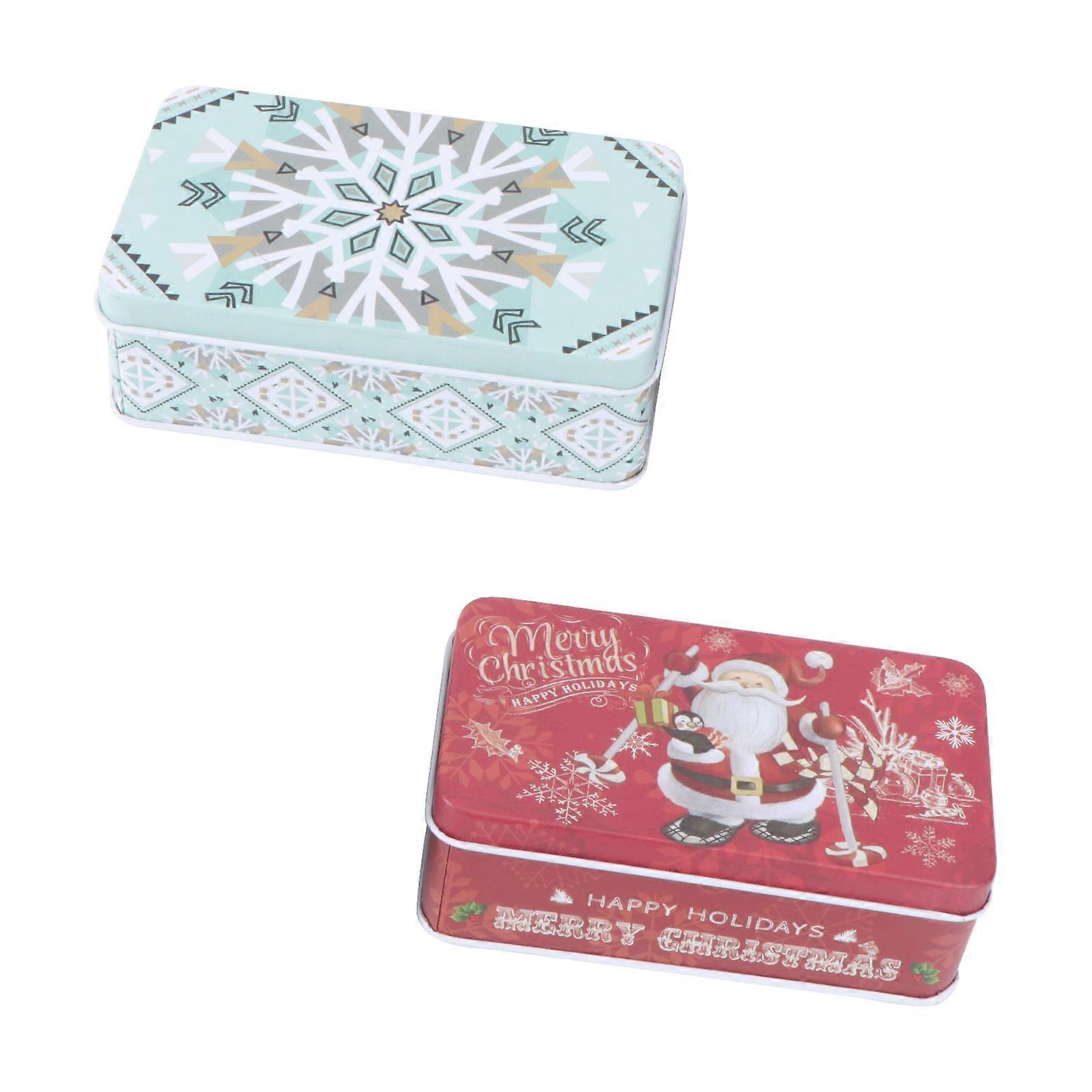 2Pcs Iron Candy Box Christmas Cartoon Storage Container for Packaging