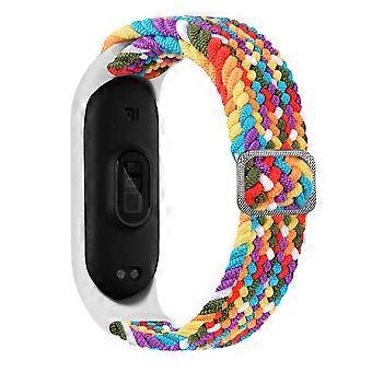 Adjustable Nylon Rainbow Bracelet Strap for Xiaomi Mi Band 7 6 5 4 3 Fitness Tracker