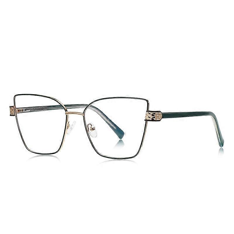 Blue Light Blocking Glasses with Stylish Green Gold Frame for Computer and Digital Screen Use