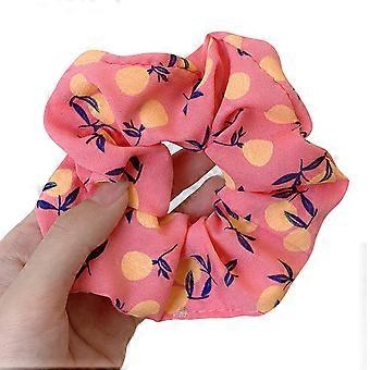 Elastiske hårscrunchies myke stofffruktmønstre tykktarm hårbånd hårtilbehør til jente