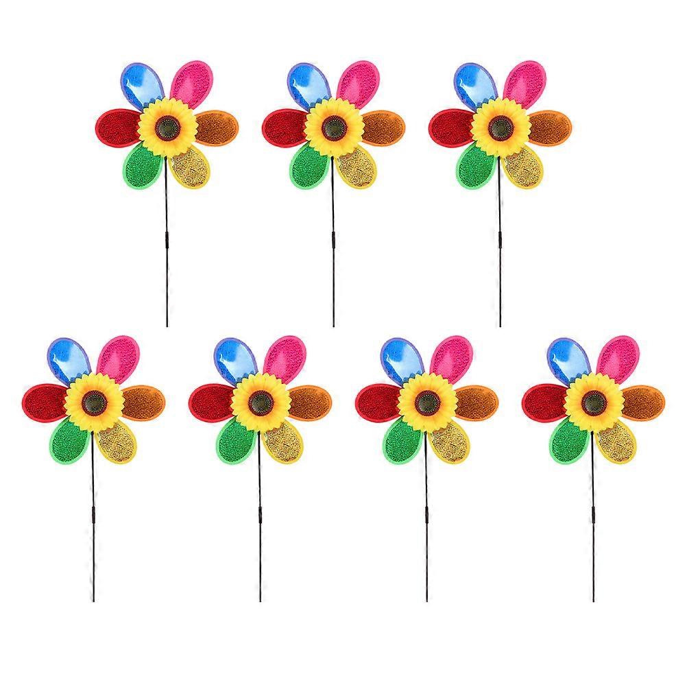 Windmill Yard Stake Creative Childrens Pinwheels Random Color 7Pcs