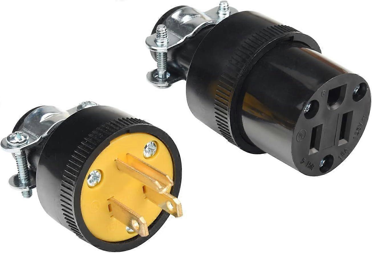 Electrical Replacement Plug & Connector Set Extension Cord Ends Black Shell 125V