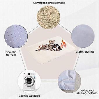 Tapis chauffant auto-chauffant pour animaux de compagnie, coussin chauffant sans électricité, en fausse fourrure douce, lavable en machine, portable, pour chats et chiens, 60 x 45 cm
