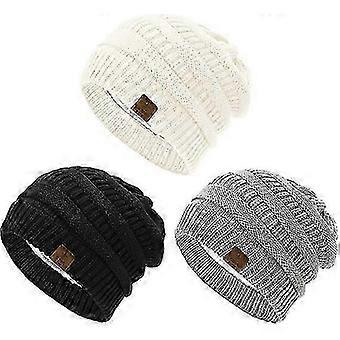 3 pz Donna Knit Beanie Inverno Spessore Solido Pile Foderato Beanie Cappelli per Le Donne Uomini Unisex Caldo Sci Berretti