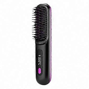 Brosse lissante portable rechargeable par USB, peigne lissant sans fil avec écran LED et revêtement en céramique, technologie ionique ZZ60