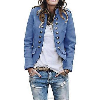 Women's Cardigan Jacket Suit Blended Double Breasted Blazer Short Casual Jacket S04