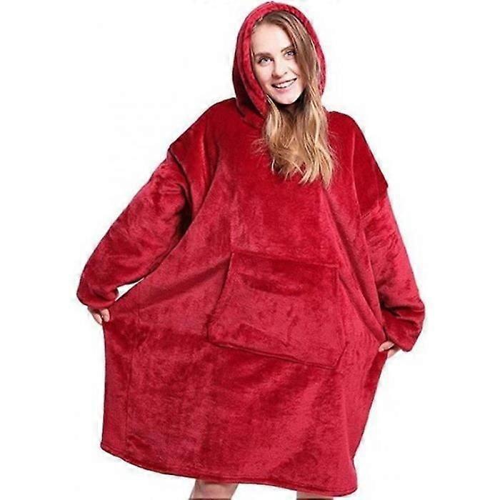 Blanket - Winter - Red Version - Oversized - With Sleeves - Fleece