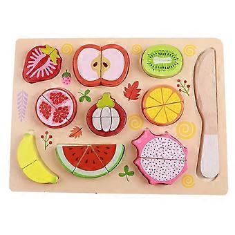 Brinquedo de madeira para cortar alimentos, conjunto magnético de simulação de frutas e vegetais para crianças em fase de alfabetização.