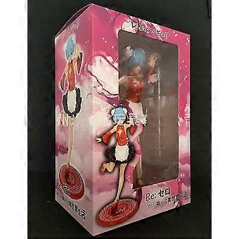 23CM Anime White Shirt Rem Figure Re:Life in A Different World from Zero Seated Posture Beautiful Girl Action Figures PVC Collection Model Toy Desktop