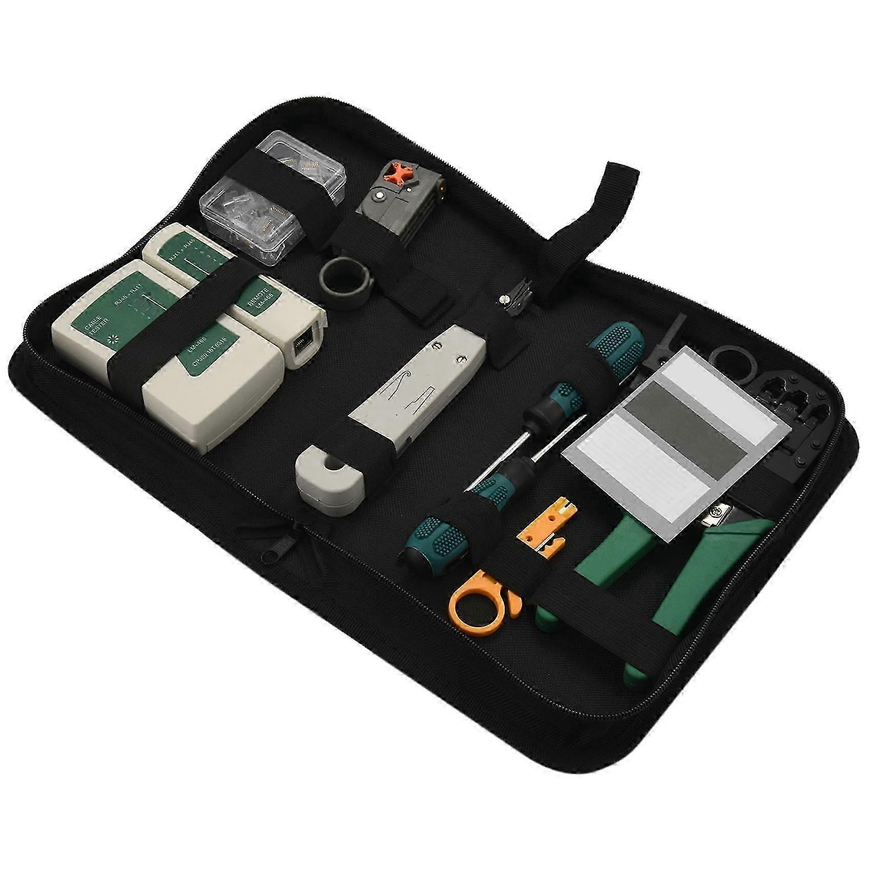 Network Cable Crimping Tool Kit with Ratchet, RJ45 RJ11 RJ22, Wire Stripper Cutter for Ethernet Telephone Cable Repair