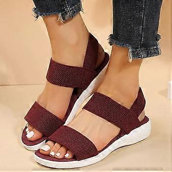 Damen Strick Elastischer Stoff Keilsandalen Slip On Leichte Wandersandalen Damen Plus Size Bequeme Sommerschuhe Frau 2023Kostümschuhe > Erwachsene 