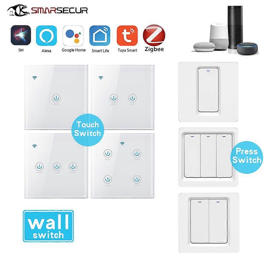 Compatible Tuya Smart Zigbee single-wire switch, neutral-wire touch switch, app-enabled voice-controlled smart home timer switch, single-channel mecha