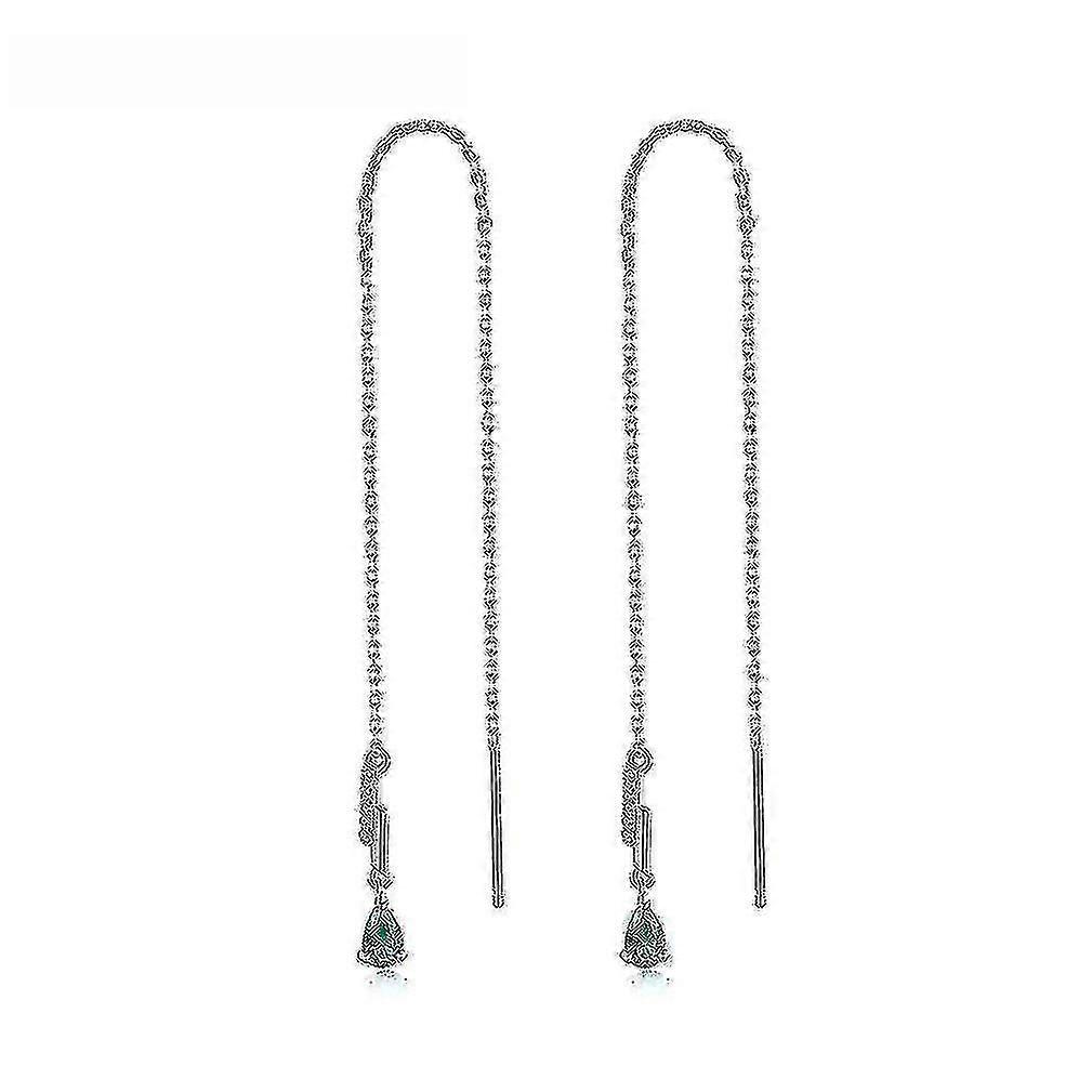 Long Earrings S925 Fringed Zircon Ear String Ear Studs Dewdrop Eardrops For Wedding