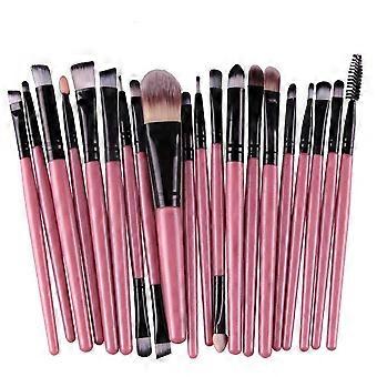 Set of 20pcs Cosmetic Makeup Brushes Set Powder Foundation Eyeliner Eyeshadow Lip Brush for Beautiful Female (Pink+Black)