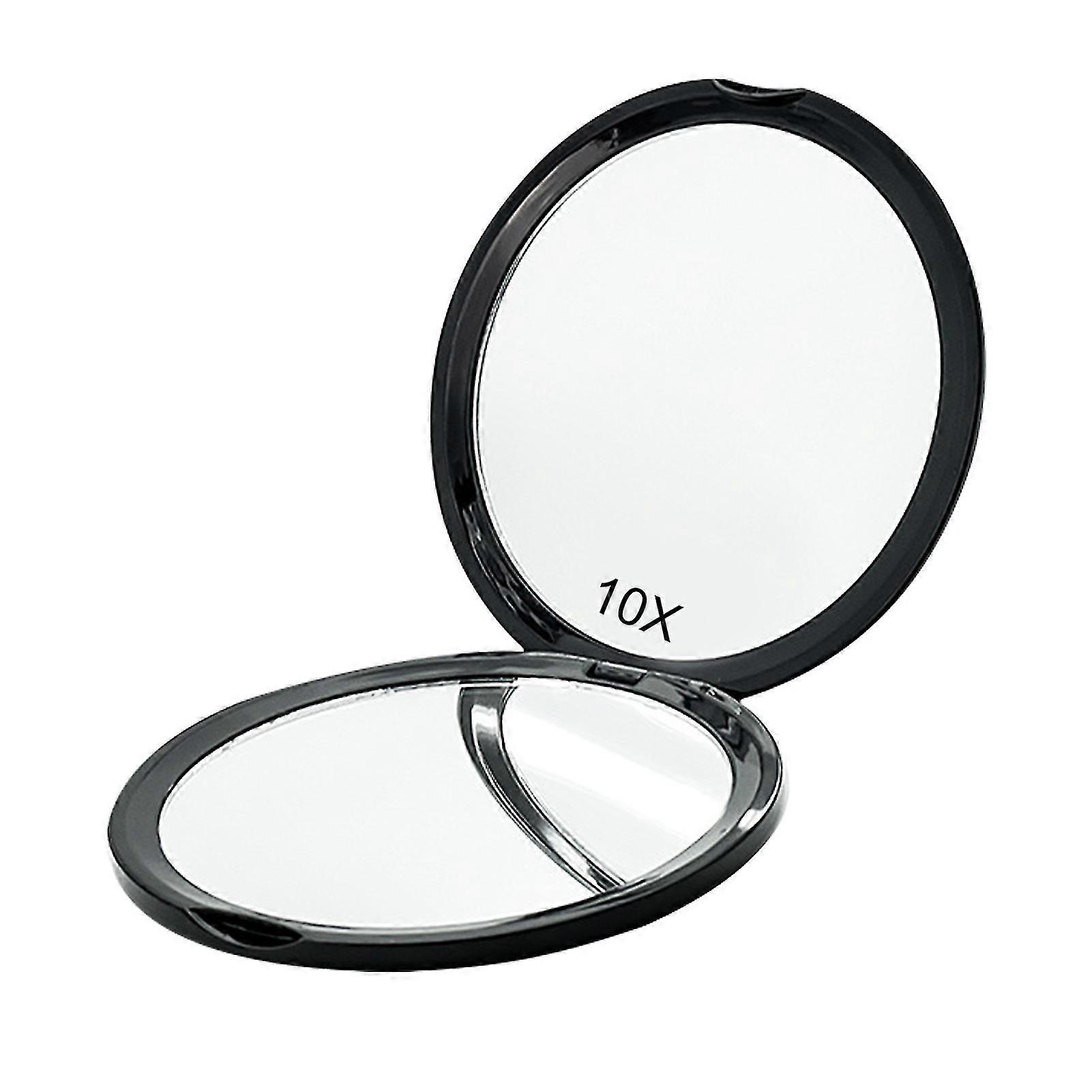 Makeup Mirror Handheld Double Side Round Folding Practical 10x Magnification