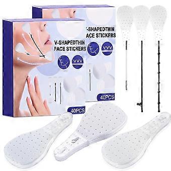 80 Fitas Adesivas Invisíveis para Lifting Facial, Efeito Lifting em V Instantâneo e Definição do Contorno do Mandíbula, Fáceis de Aplicar e Remover.