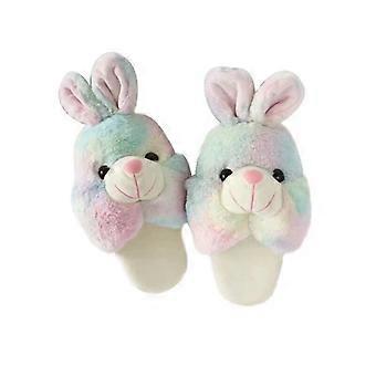 Cute Cartoon Bunny Plush Slippers Warm Winter Shoes Cozy Fluffy Cotton Footwear Soft Indoor House Slipper with Colorful Rabbit Design for Home Bedroom